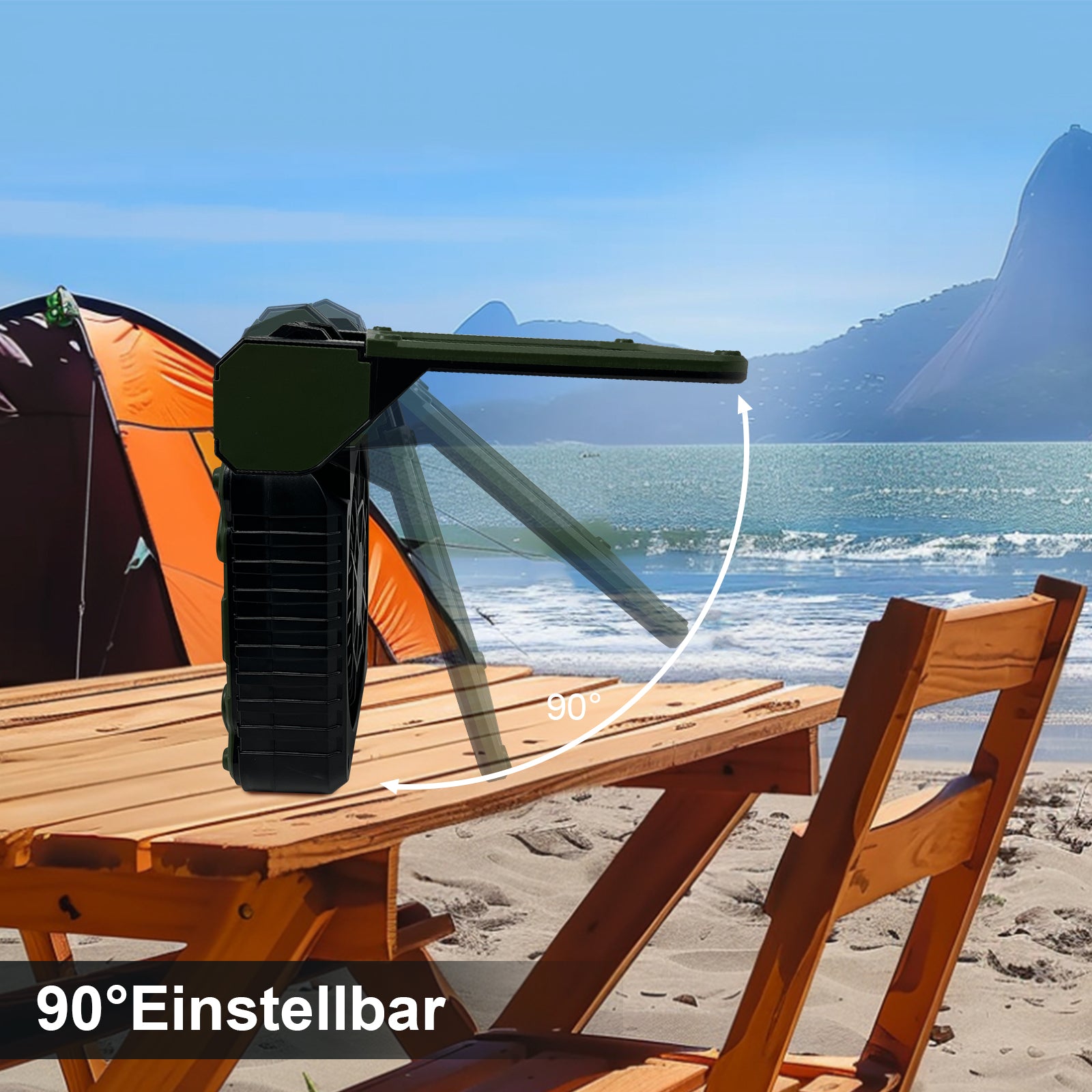 Tragbarer Solar Camping Ventilator LED Licht