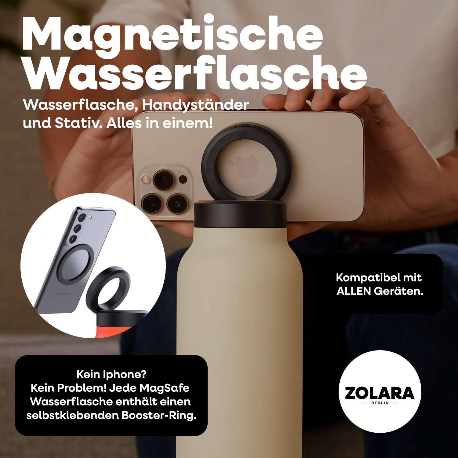 Magsafe Wasserflasche | Mit Magnetische Telefonhalterung