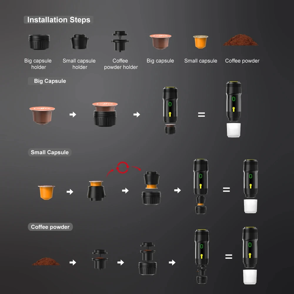 Tragbare Kaffeemaschine | Brühen Sie überall und zu jeder Zeit