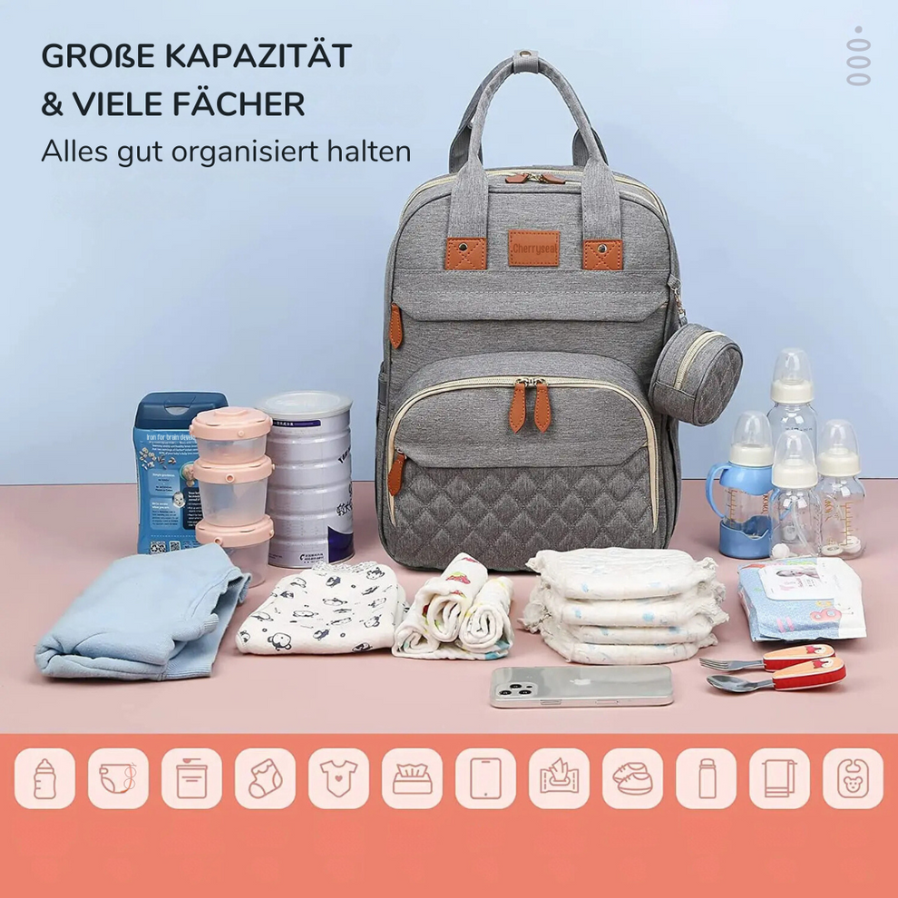 2-in-1-Baby-Wickelrucksack | Eingebautes Wickelbett