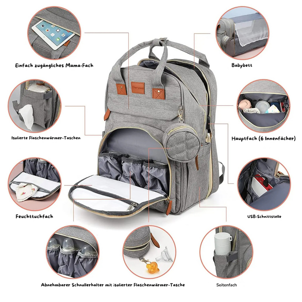 2-in-1-Baby-Wickelrucksack | Eingebautes Wickelbett