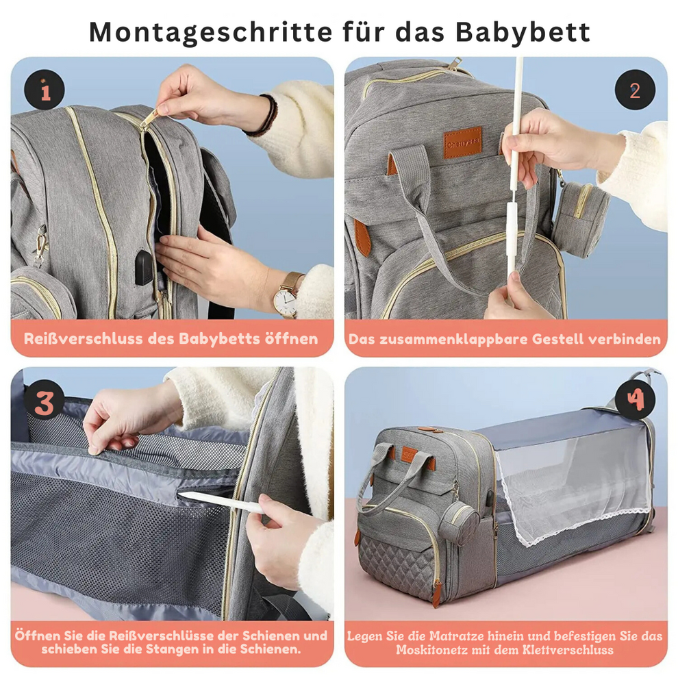 2-in-1-Baby-Wickelrucksack | Eingebautes Wickelbett