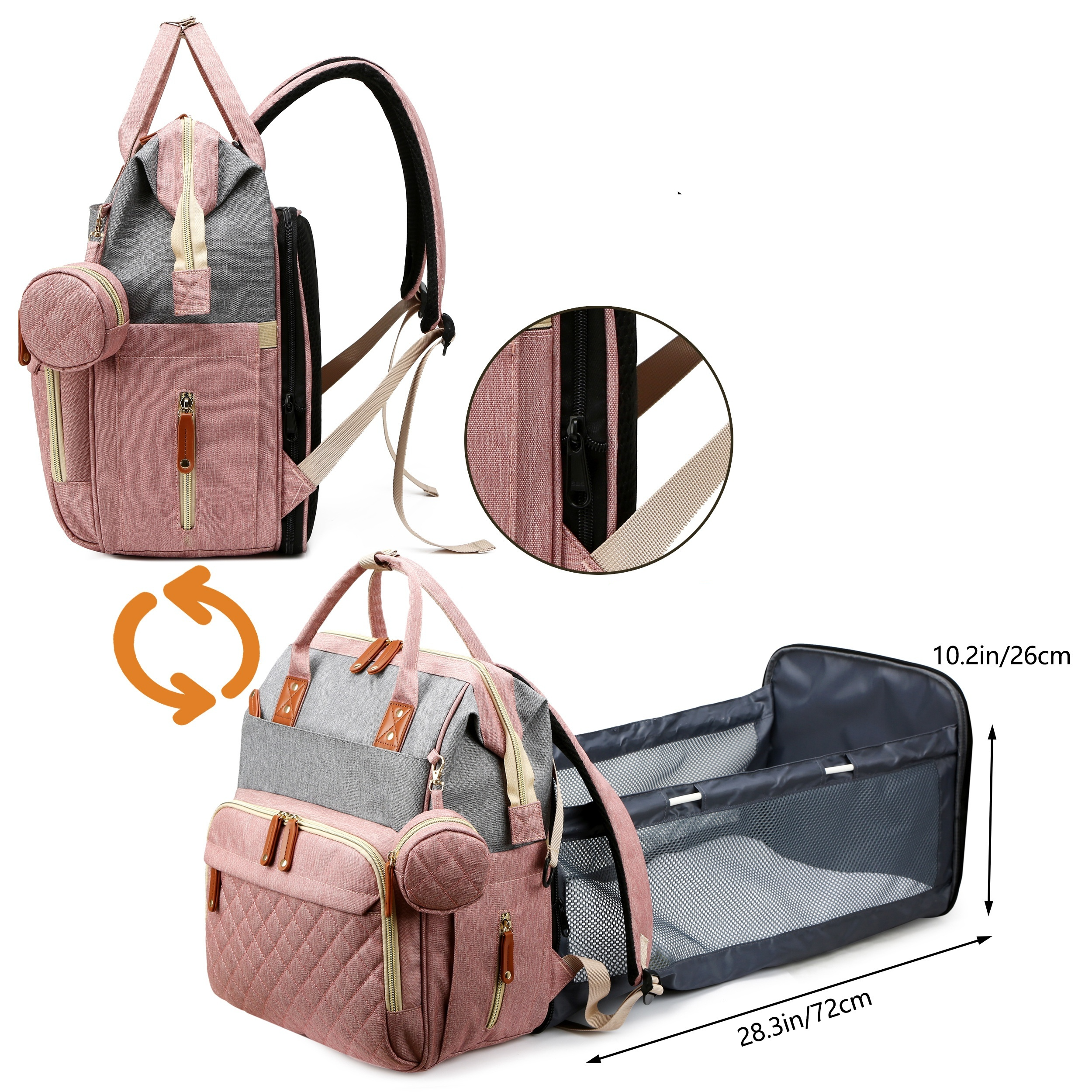 2-in-1-Baby-Wickelrucksack | Eingebautes Wickelbett