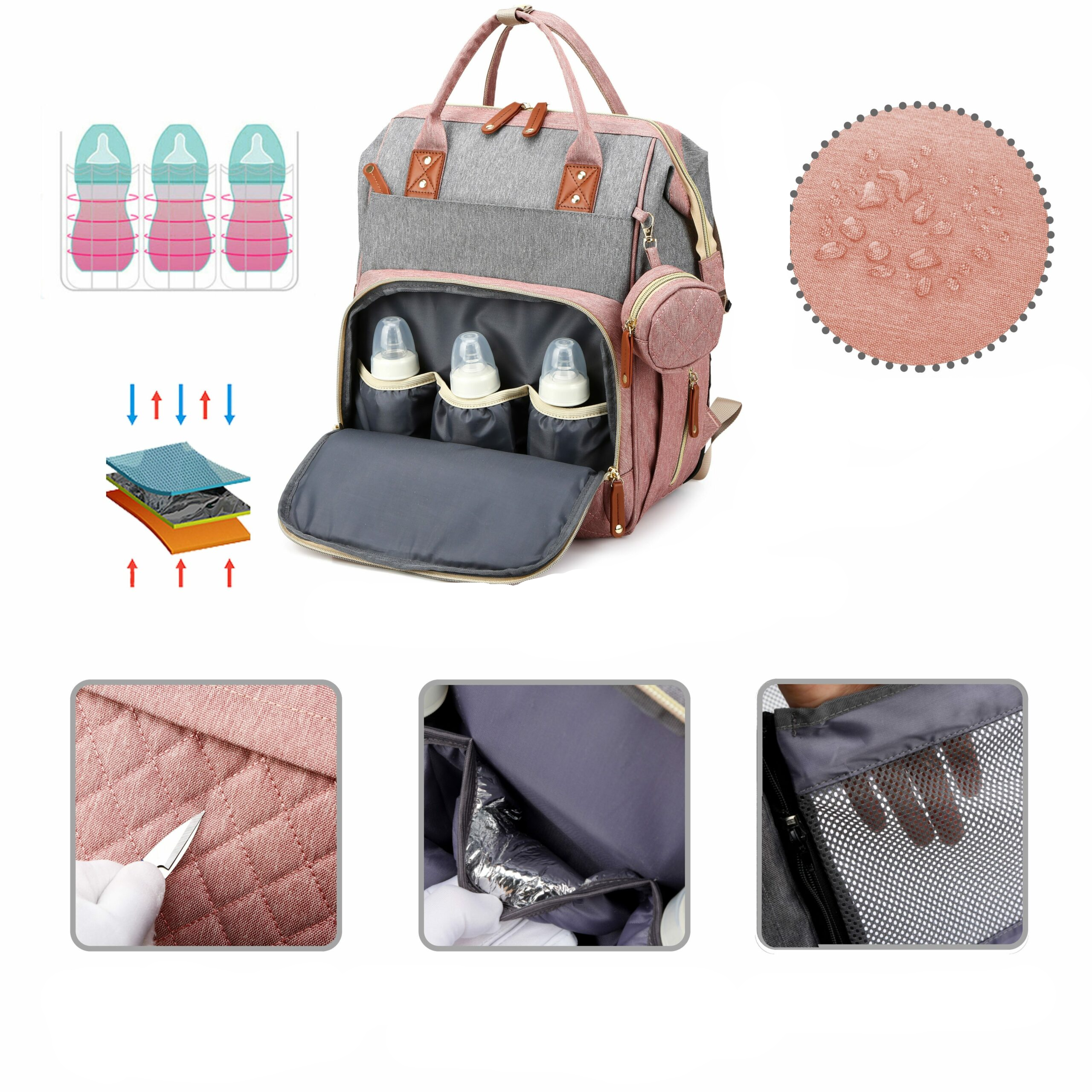 2-in-1-Baby-Wickelrucksack | Eingebautes Wickelbett