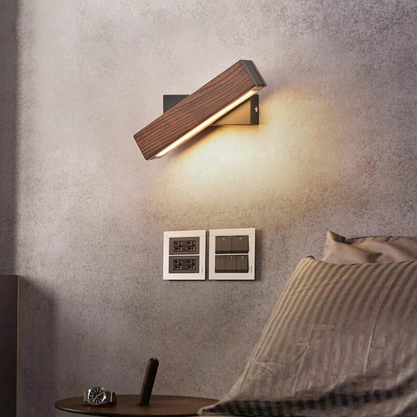 Nordische drehbare LED-Wandleuchte | Minimalistisches Holzdesign