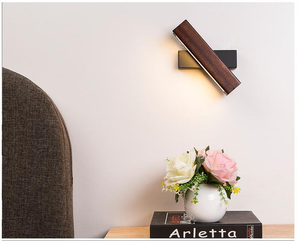 Nordische drehbare LED-Wandleuchte | Minimalistisches Holzdesign