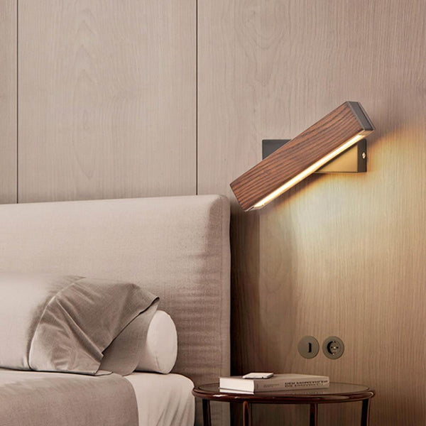 Nordische drehbare LED-Wandleuchte | Minimalistisches Holzdesign