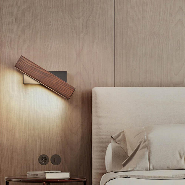 Nordische drehbare LED-Wandleuchte | Minimalistisches Holzdesign