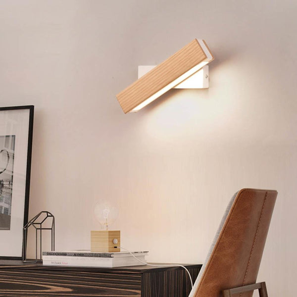 Nordische drehbare LED-Wandleuchte | Minimalistisches Holzdesign