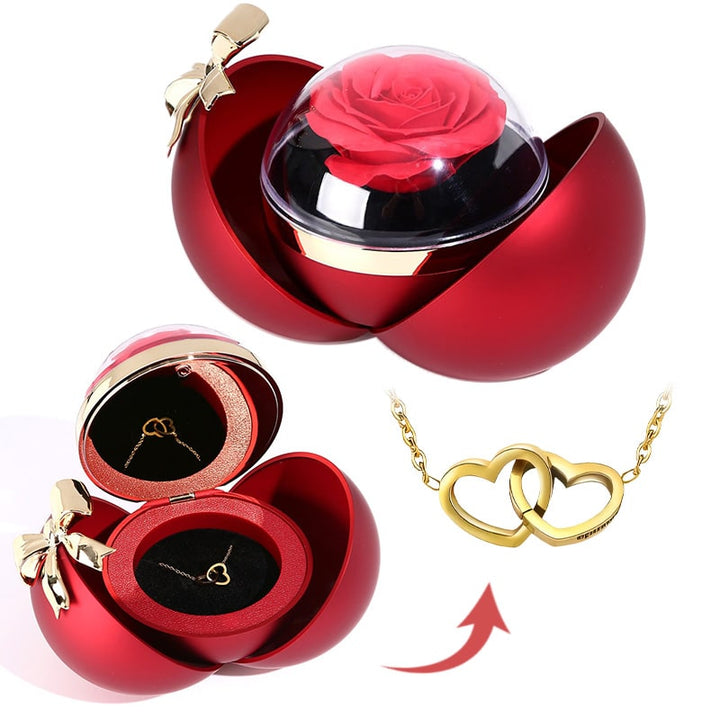 Ball-Rosen-Box | Das Perfekte Geschenk mit einer Doppelherz-Halskette