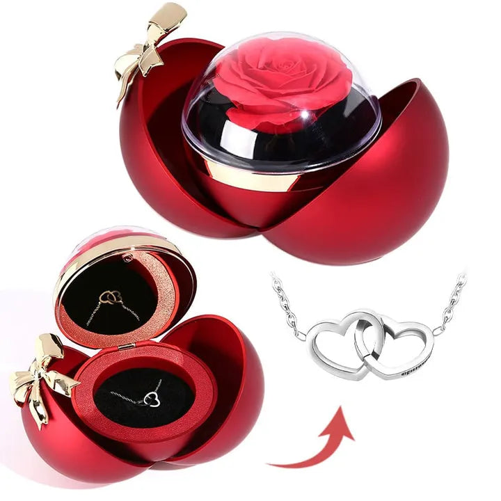 Ball-Rosen-Box | Das Perfekte Geschenk mit einer Doppelherz-Halskette