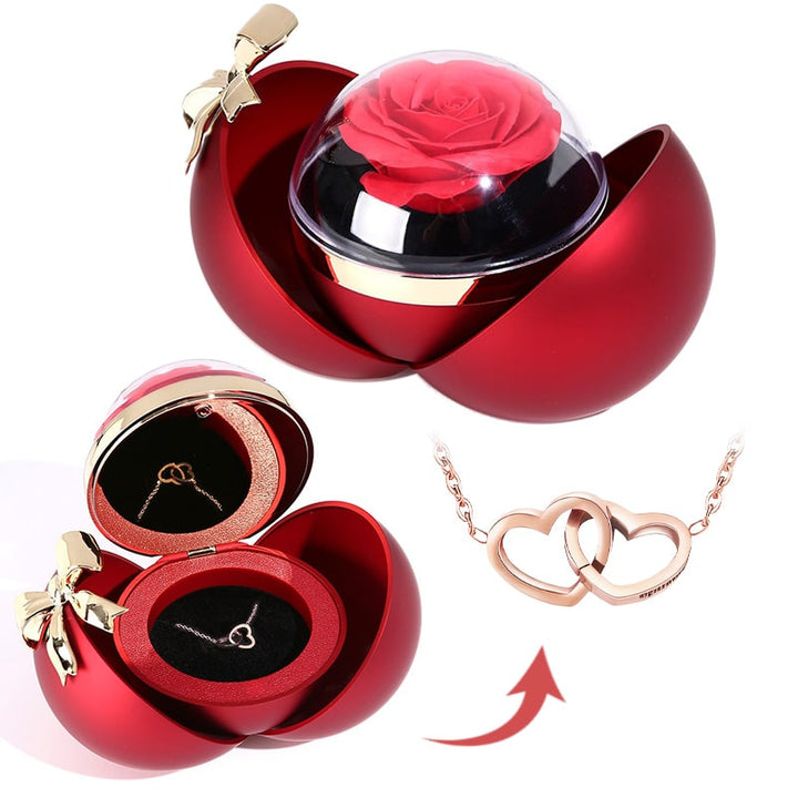 Ball-Rosen-Box | Das Perfekte Geschenk mit einer Doppelherz-Halskette