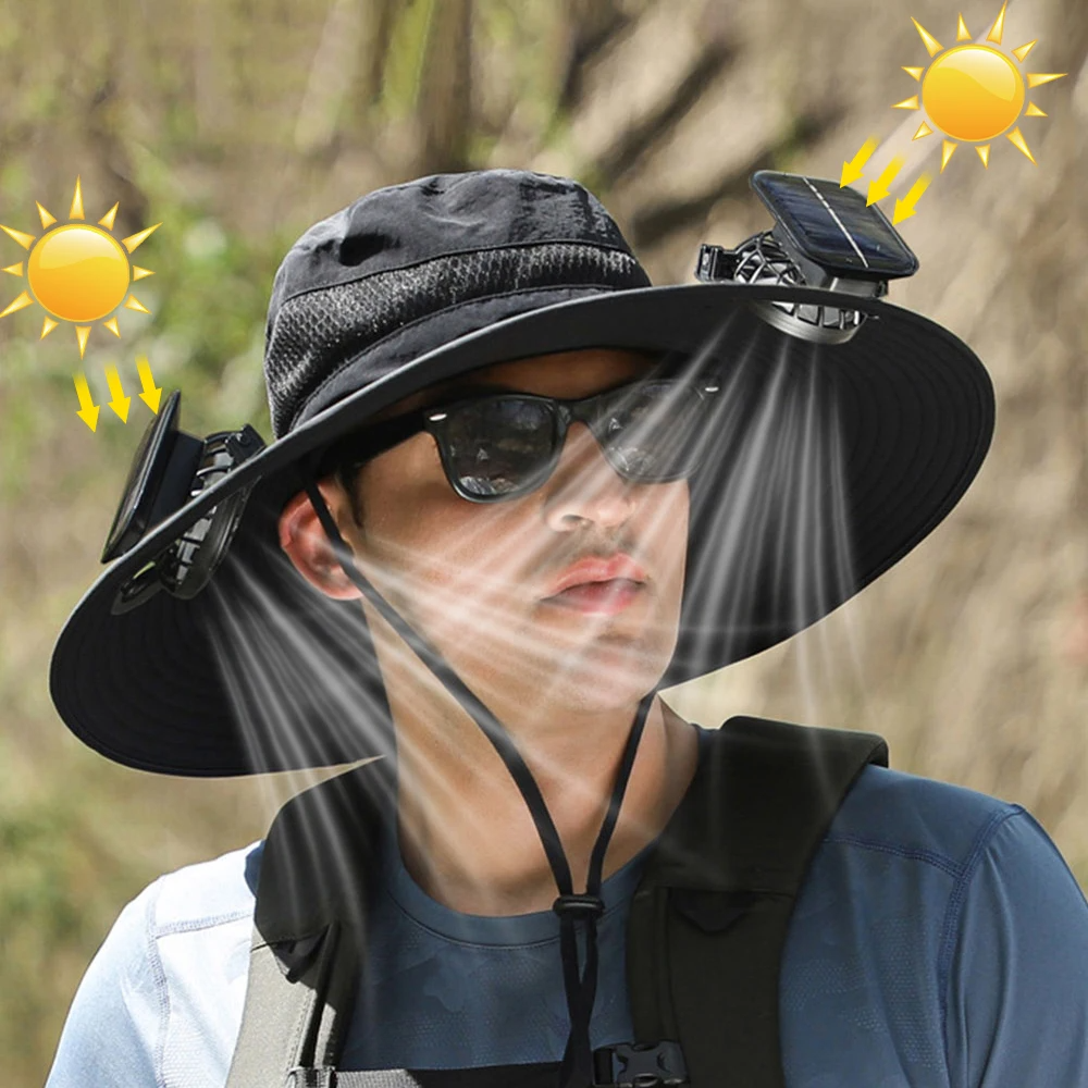 Solar-Fan-Hut | Freihändige Kühlung & Sonnenschutz