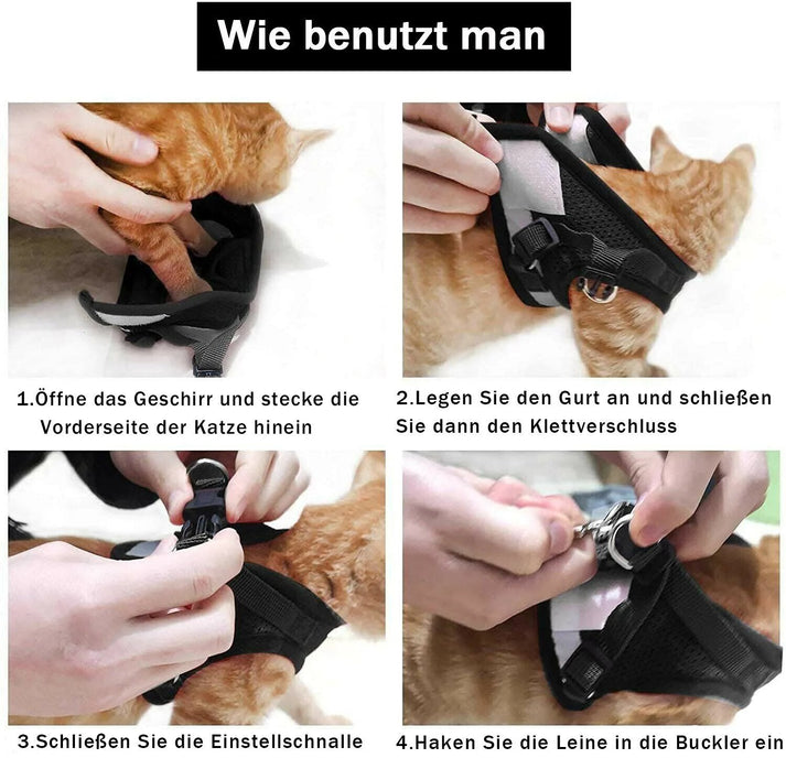 Verstellbares Katzengeschirr | Sicher, Bequem, Ausbruchsicher - 1 + 1 GRATIS