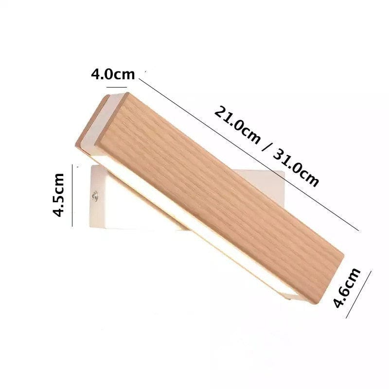 Nordische drehbare LED-Wandleuchte | Minimalistisches Holzdesign