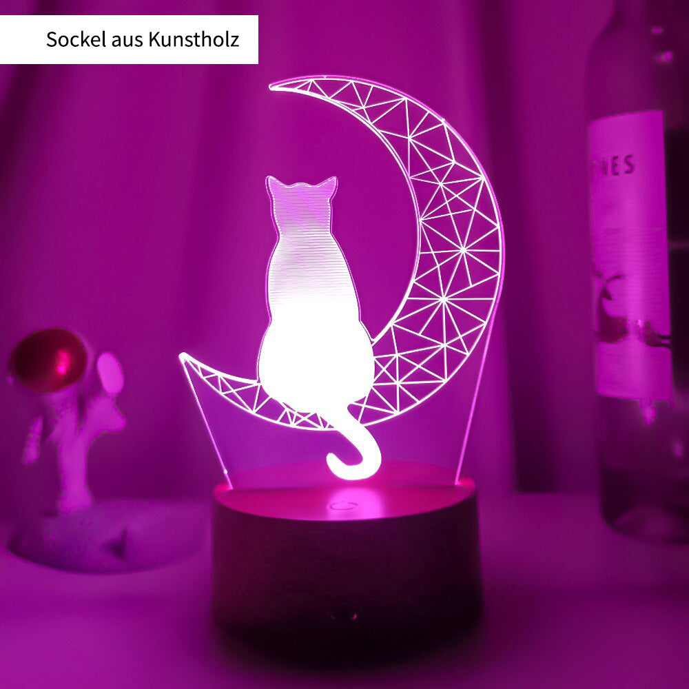 Zolara 3D Mond Katze LED Nachtlicht