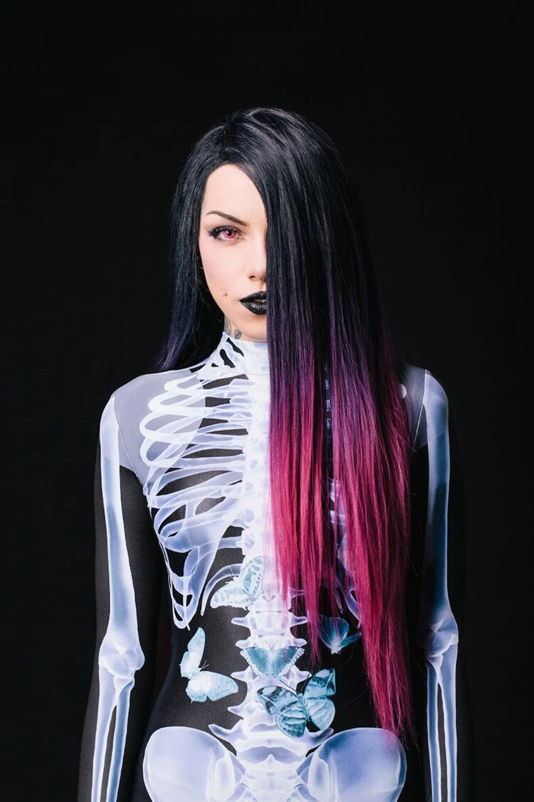 Zolara GlowInTheDark BoneCurve Skelett Bodysuit