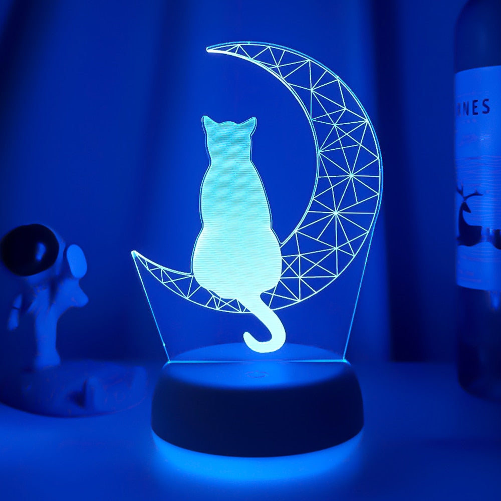 Zolara 3D Mond Katze LED Nachtlicht