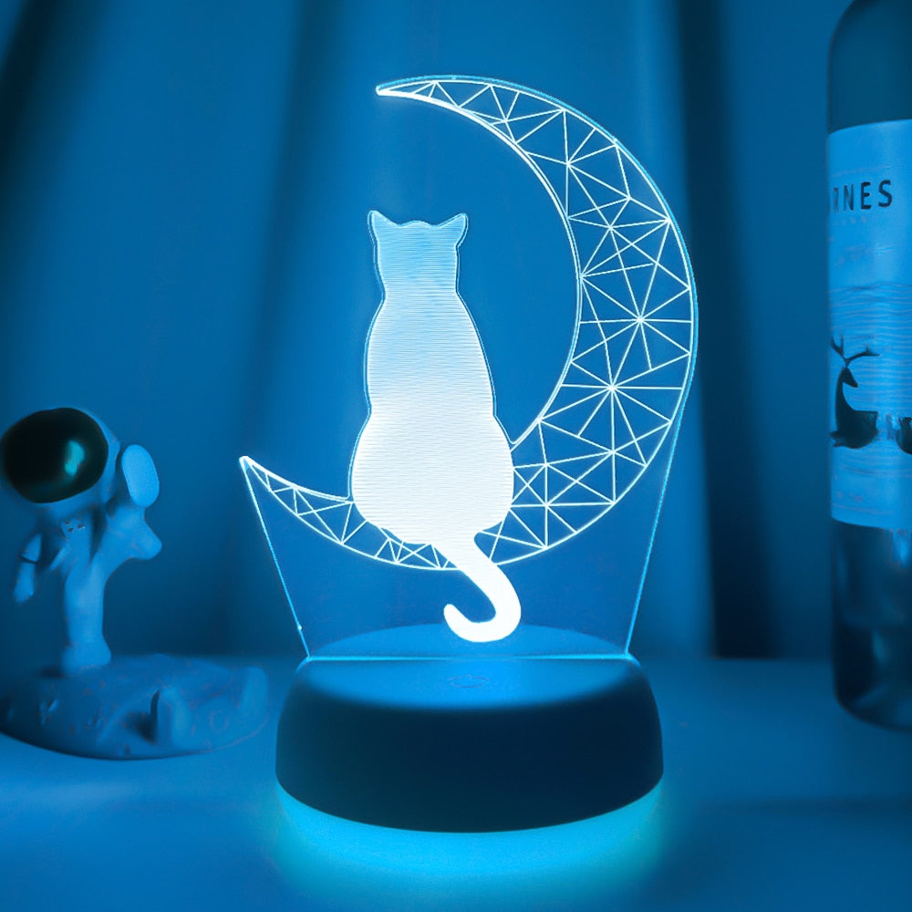 Zolara 3D Mond Katze LED Nachtlicht