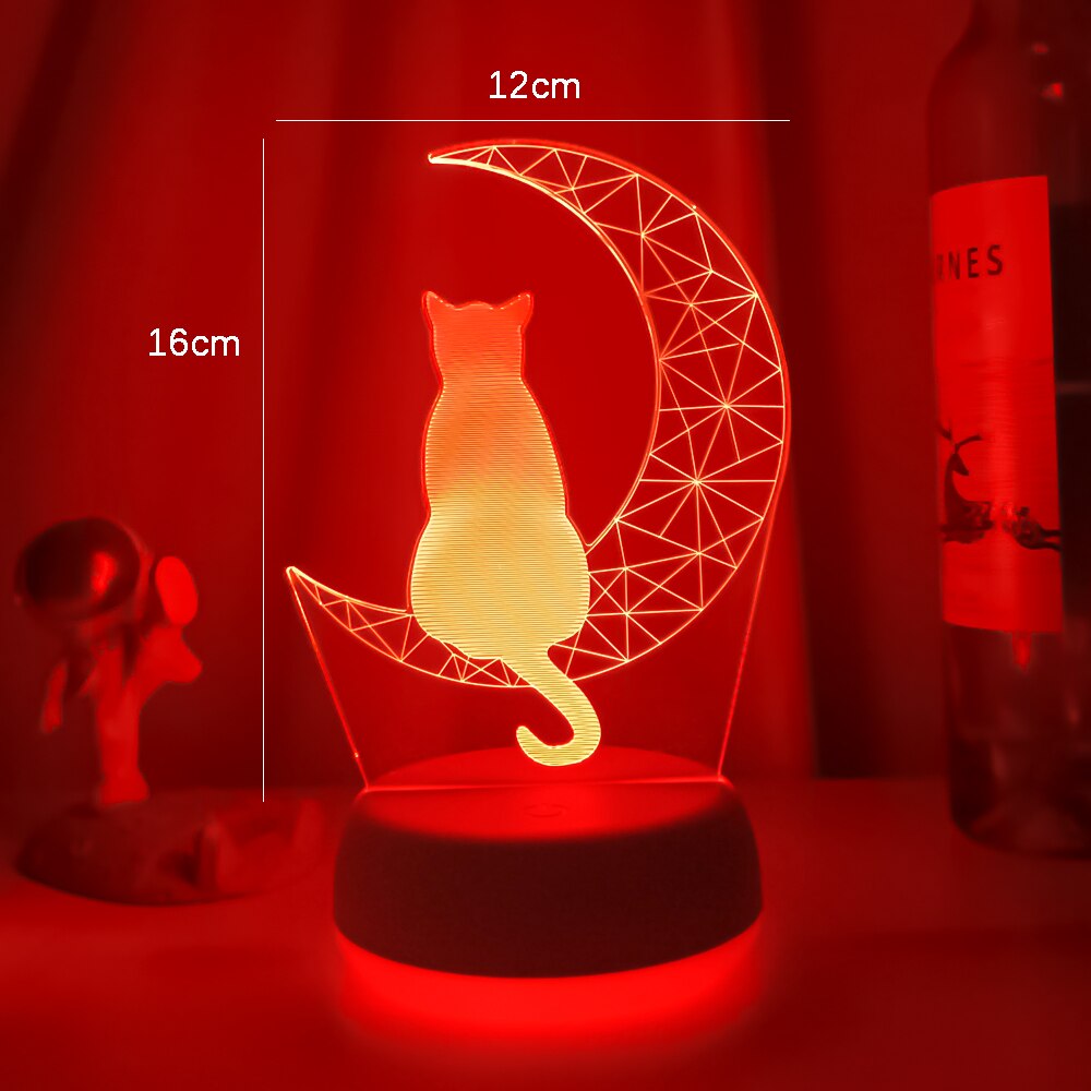 Zolara 3D Mond Katze LED Nachtlicht