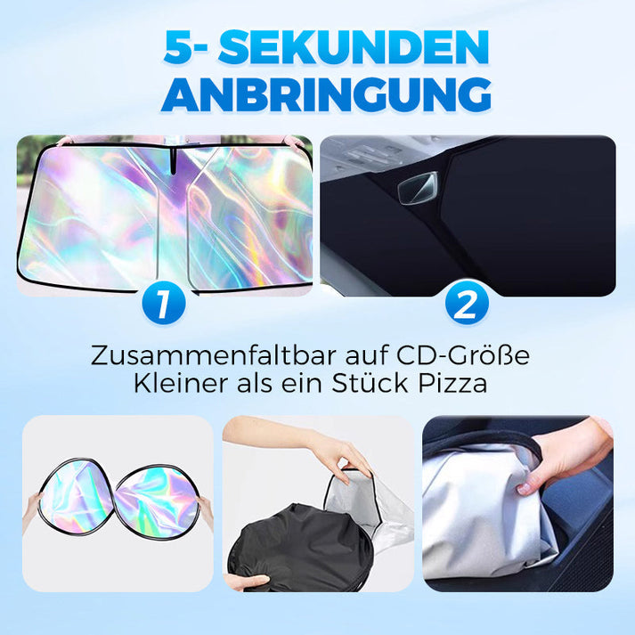 Laser-reflektierende Windschutzscheibe | Schlankes Design, Schnelles Aufstellen, Kompaktes Falten